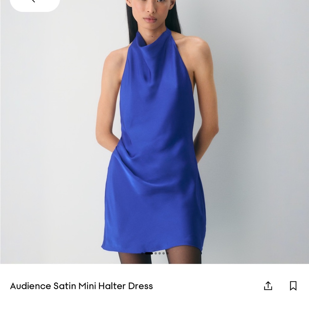 Satin Blue Mini Halter Dress